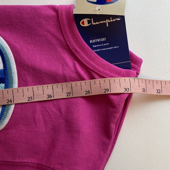 NWT Champion T-Shirt in Hot Pink! Big C Embroidered Patch Logo on fron… - Picture 6 of 7